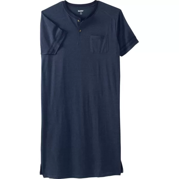 imageKingSize Mens Big ampamp Tall ShortSleeve Henley NightshirtHeather Navy