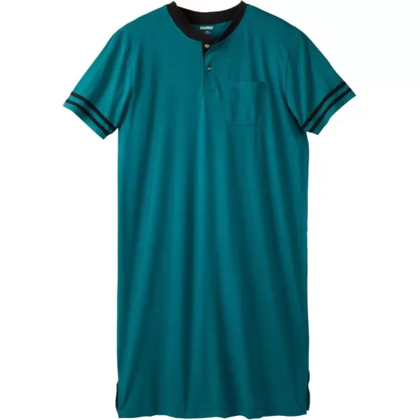 imageKingSize Mens Big ampamp Tall ShortSleeve Henley NightshirtHeather Teal