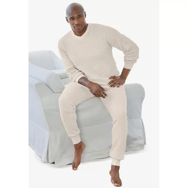 imageKingSize Mens Big ampamp Tall Heavyweight Thermal VNeck Underwear ShirtHeather Oatmeal 0157