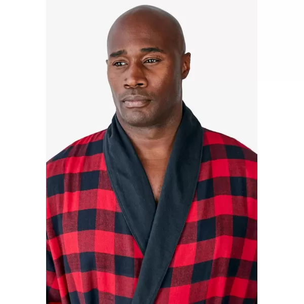 imageKingSize Mens Big ampamp Tall JerseyLined Flannel RobeBalsam Plaid