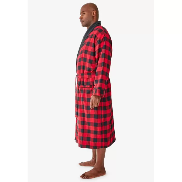 imageKingSize Mens Big ampamp Tall JerseyLined Flannel RobeBalsam Plaid