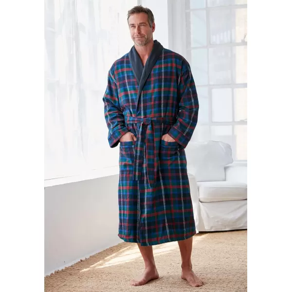 imageKingSize Mens Big ampamp Tall JerseyLined Flannel RobeBalsam Plaid