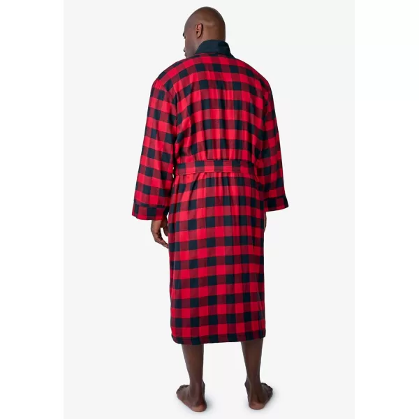 imageKingSize Mens Big ampamp Tall JerseyLined Flannel RobeBalsam Plaid