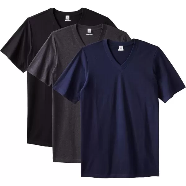 imageKingSize Mens Big ampamp Tall Cotton VNeck Undershirt 3PackAssorted Basic 5138