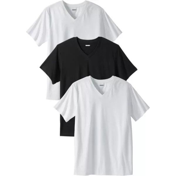 imageKingSize Mens Big ampamp Tall Cotton VNeck Undershirt 3PackAssorted Black White 0294