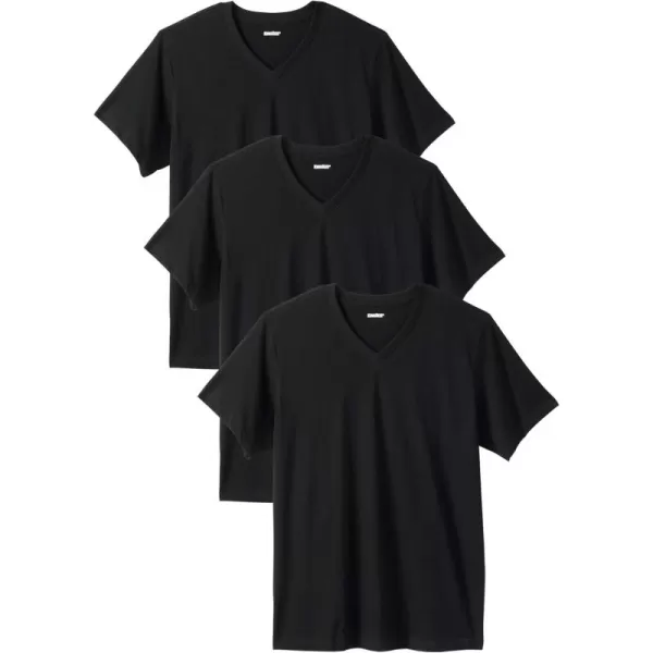 imageKingSize Mens Big ampamp Tall Cotton VNeck Undershirt 3PackBlack 0291