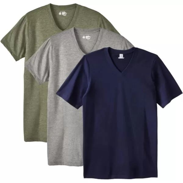 imageKingSize Mens Big ampamp Tall Cotton VNeck Undershirt 3PackMixed Neutrals