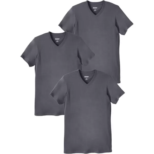 imageKingSize Mens Big ampamp Tall Cotton VNeck Undershirt 3PackSteel