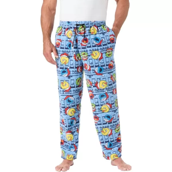 imageKingSize Mens Big ampamp Tall Microfleece Holiday Pajama PantsChristmas Sesame Friends