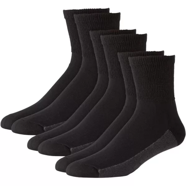 imageKingSize Mens Full Length Cushioned Crew 6 Pack SocksBlack