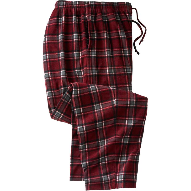 imageKingSize Mens Big ampamp Tall Microfleece Pajama PantsRich Burgundy Plaid