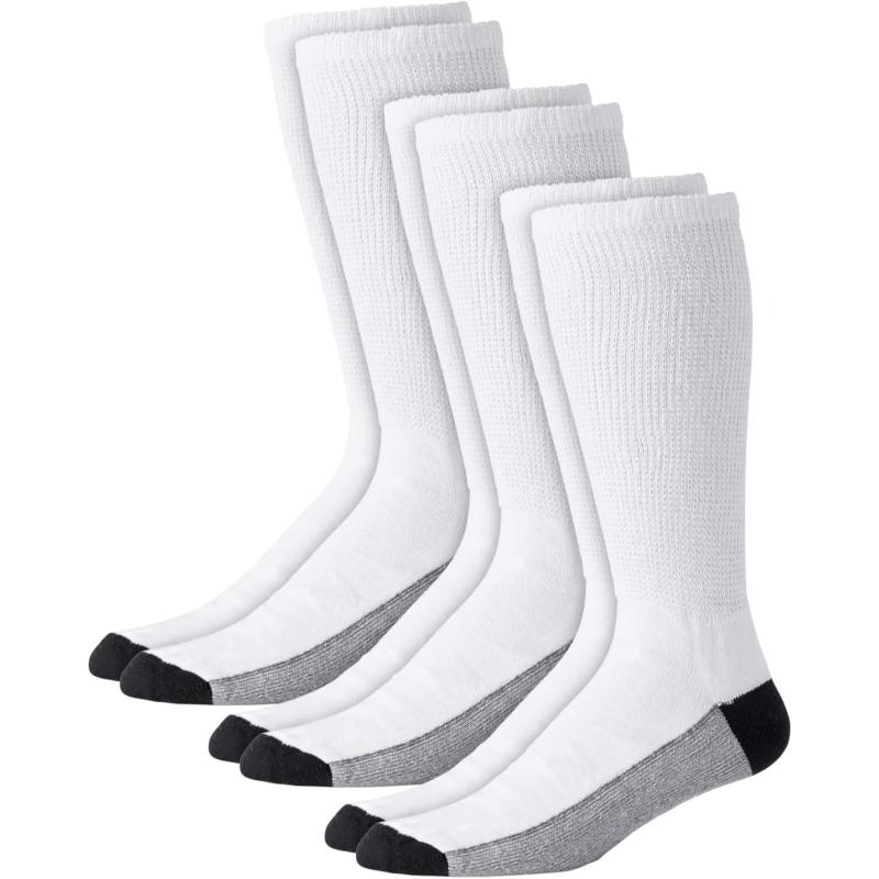 imageKingSize Mens Full Length Cushioned Crew Socks 3PackWhite