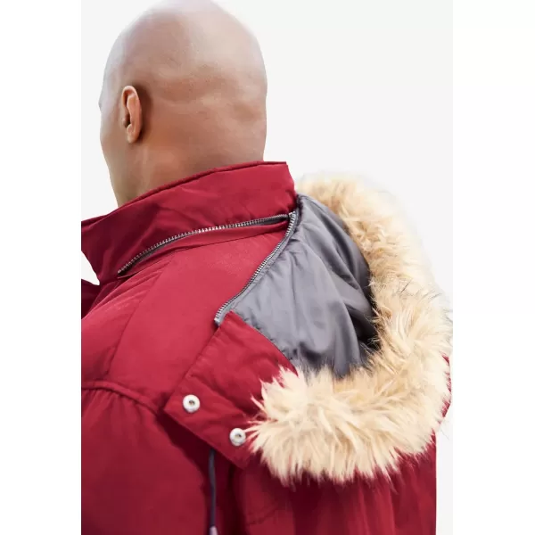 imageKingSize Mens Big ampamp Tall Arctic Down Parka With Detachable Hood And Insulated CuffsRich Burgundy