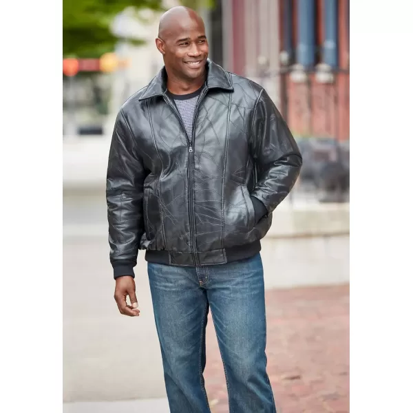 imageKingSize Mens Big ampamp Tall Embossed Leather Bomber JacketBlack 5191