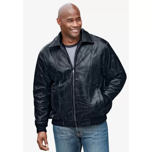 imageKingSize Mens Big ampamp Tall Embossed Leather Bomber JacketBlack 5191