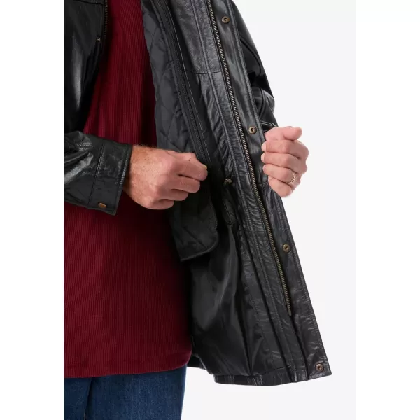 imageKingSize Mens Big ampamp Tall Hooded Leather ParkaBlack