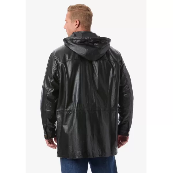 imageKingSize Mens Big ampamp Tall Hooded Leather ParkaBlack