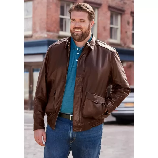 imageKingSize Mens Big ampamp Tall Leather Aviator BomberBlack