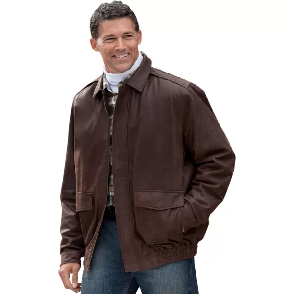 imageKingSize Mens Big ampamp Tall Leather Aviator BomberBrown