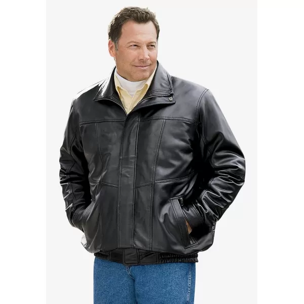 imageKingSize Mens Big ampamp Tall Leather Bomber JacketBlack