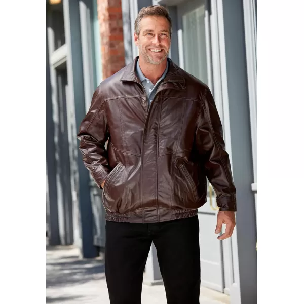 imageKingSize Mens Big ampamp Tall Leather Bomber JacketBlack