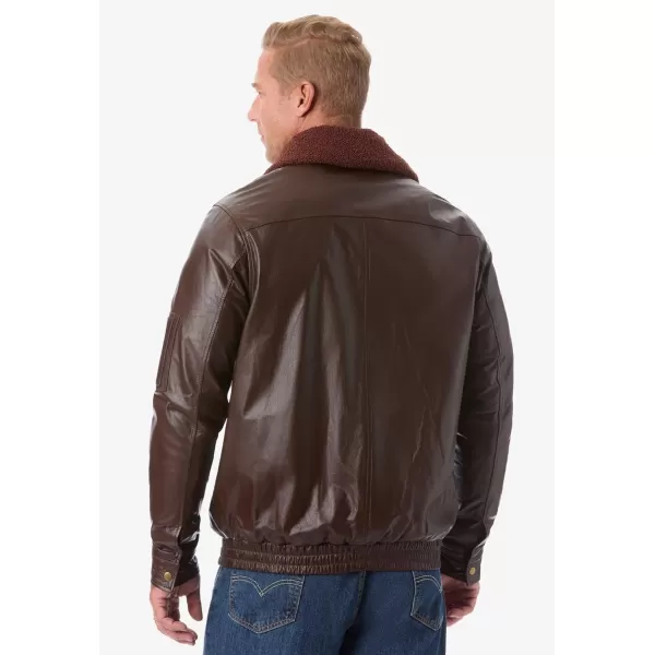 imageKingSize Mens Big ampamp Tall Leather Flight Bomber JacketBrown