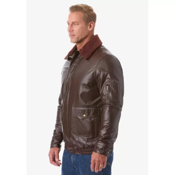 imageKingSize Mens Big ampamp Tall Leather Flight Bomber JacketBrown