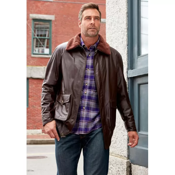 imageKingSize Mens Big ampamp Tall Leather Flight Bomber JacketBrown