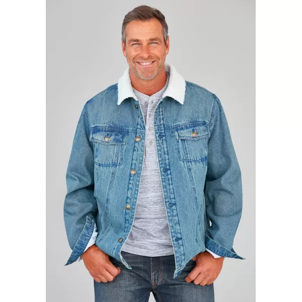 imageKingSize Mens Big ampamp Tall SherpaLined Trucker JacketBlue Wash