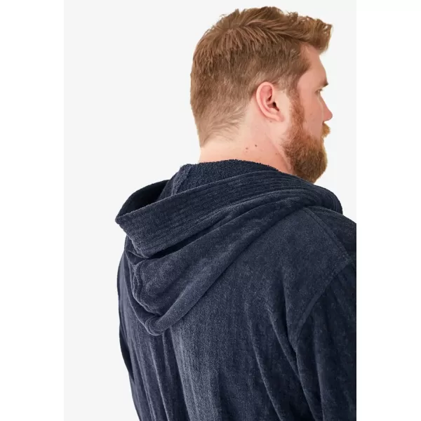 imageKingSize Mens Big ampamp Tall Tall Terry Velour Hooded Maxi RobeMidnight Navy