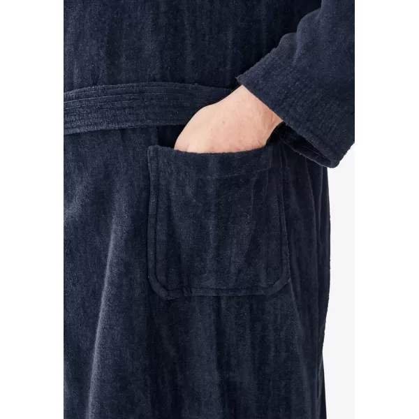 imageKingSize Mens Big ampamp Tall Tall Terry Velour Hooded Maxi RobeMidnight Navy