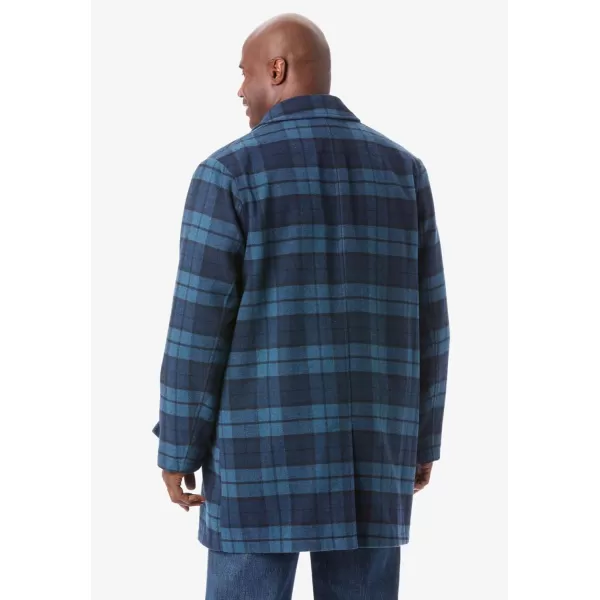 imageKingSize Mens Big ampamp Tall Tall Wool Dress CoatDark Blue Plaid