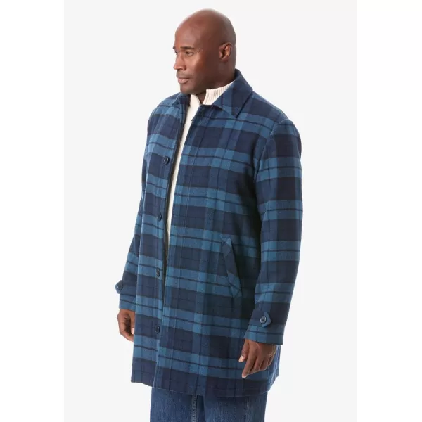 imageKingSize Mens Big ampamp Tall Tall Wool Dress CoatDark Blue Plaid