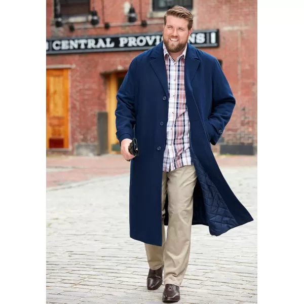 imageKingSize Mens Big ampamp Tall Tall WoolBlend Long OvercoatCharcoal Herringbone