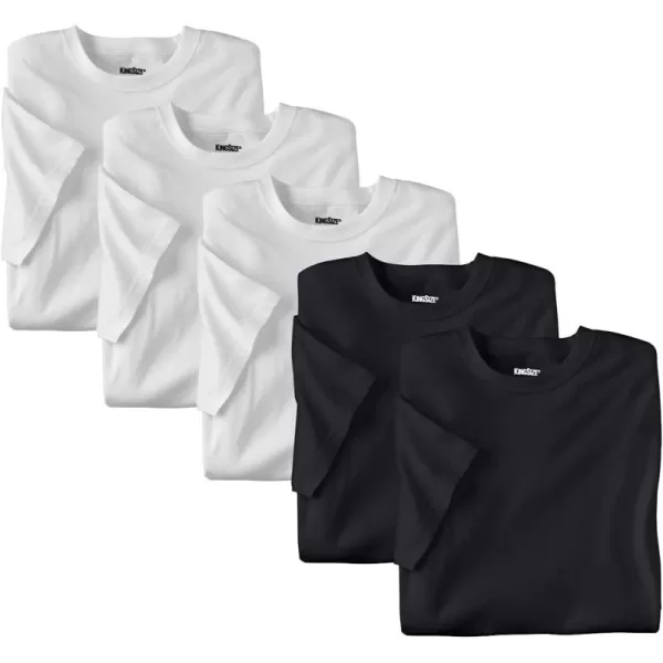 imageKingSize Mens Big ampamp Tall Cotton Crewneck Undershirt 3PackAssorted Black White 5 Pack