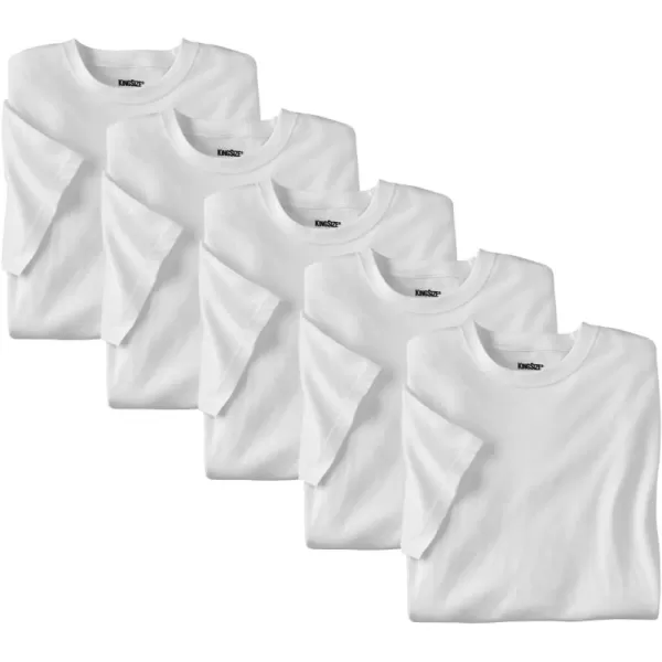 imageKingSize Mens Big ampamp Tall Cotton Crewneck Undershirt 3PackWhite 5 Pack