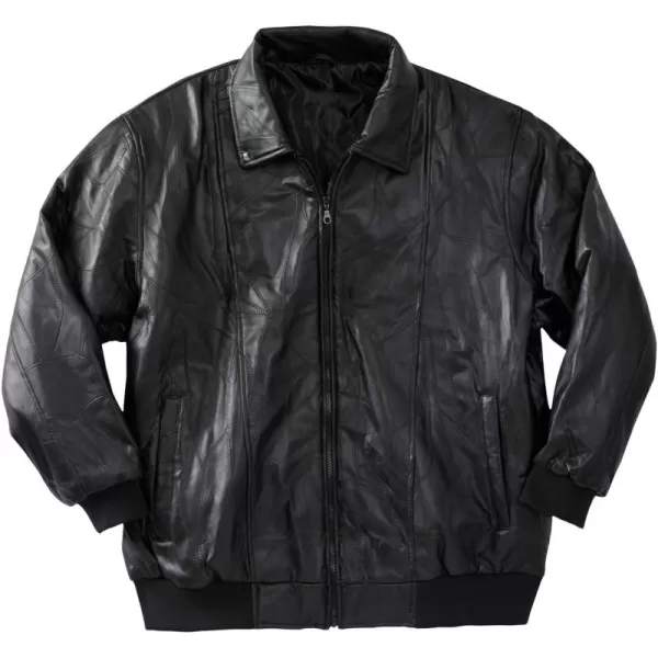 imageKingSize Mens Big ampamp Tall Embossed Leather Bomber JacketBlack 5191