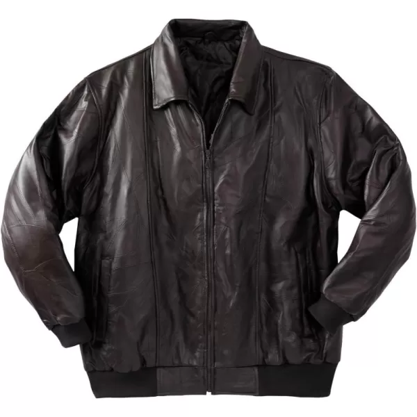 imageKingSize Mens Big ampamp Tall Embossed Leather Bomber JacketBrown 0371