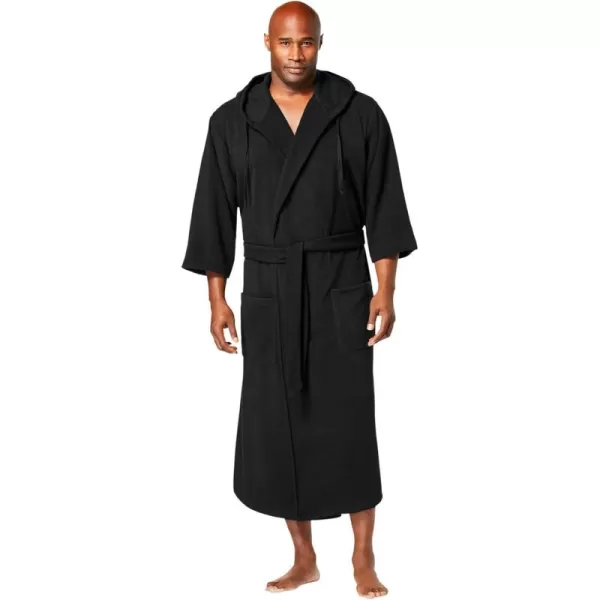 imageKingSize Mens Big ampamp Tall Hooded Microfleece Maxi Robe With Front PocketsBlack