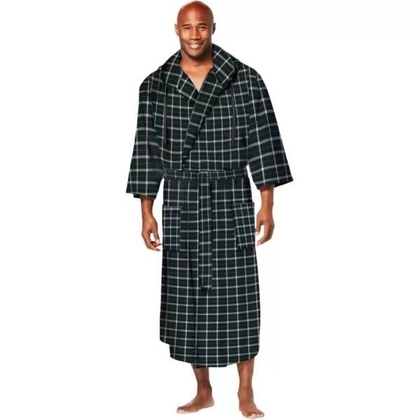 imageKingSize Mens Big ampamp Tall Hooded Microfleece Maxi Robe With Front PocketsForest Plaid