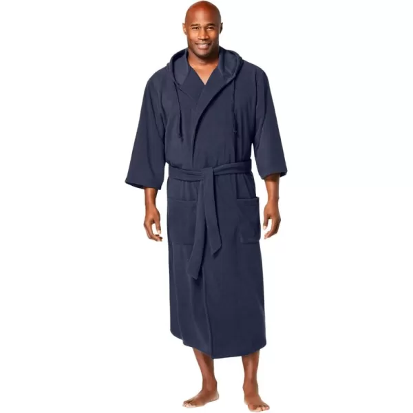 imageKingSize Mens Big ampamp Tall Hooded Microfleece Maxi Robe With Front PocketsNavy