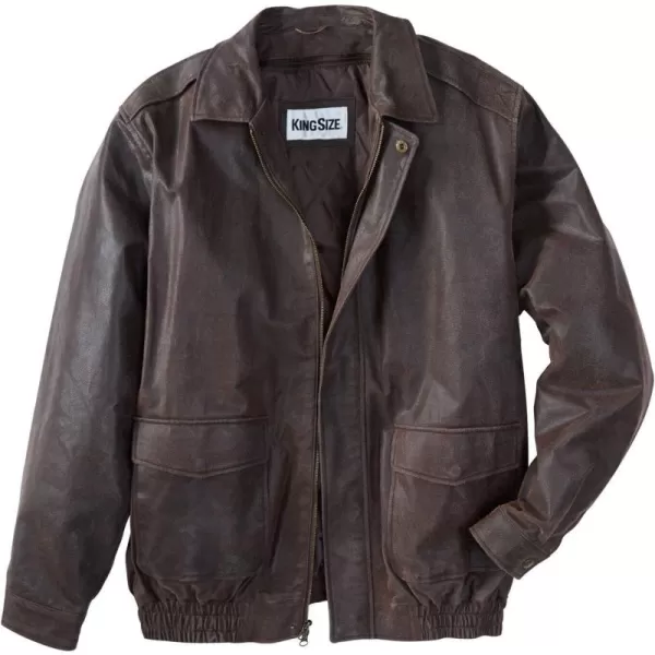 imageKingSize Mens Big ampamp Tall Leather Aviator BomberBrown