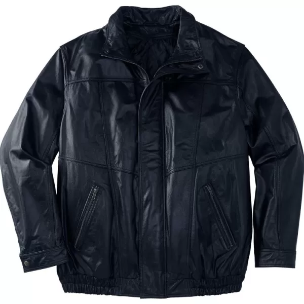 imageKingSize Mens Big ampamp Tall Leather Bomber JacketBlack