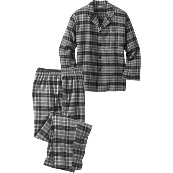 imageKingSize Mens Big ampamp Tall Plaid Flannel Pajama SetBlack Plaid