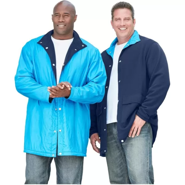 imageKingSize Mens Big ampamp Tall Reversible Fleece Nylon JacketNavy Cobalt