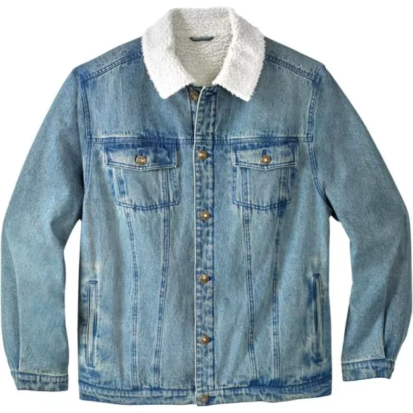 imageKingSize Mens Big ampamp Tall SherpaLined Trucker JacketBlue Wash