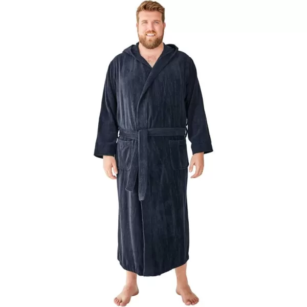 imageKingSize Mens Big ampamp Tall Tall Terry Velour Hooded Maxi RobeBlack