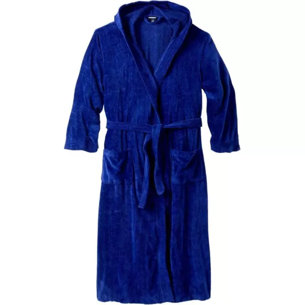 imageKingSize Mens Big ampamp Tall Tall Terry Velour Hooded Maxi RobeMidnight Navy