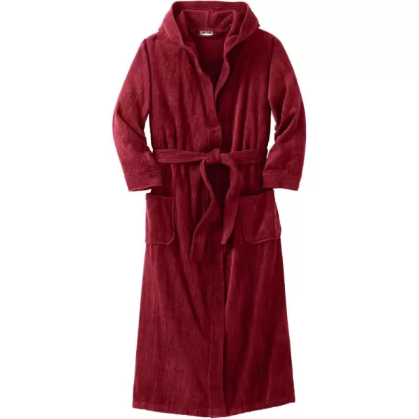 imageKingSize Mens Big ampamp Tall Tall Terry Velour Hooded Maxi RobeRich Burgundy