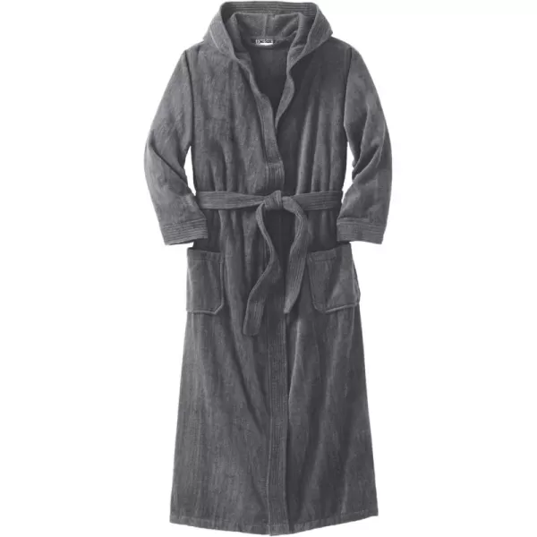 imageKingSize Mens Big ampamp Tall Tall Terry Velour Hooded Maxi RobeSteel